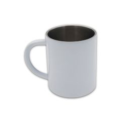 Weiße Edelstahltasse, 10 oz, Subli